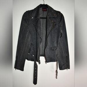 Queen Of Darkness Dark Gray Faux Leather Jacket 100% Cotton